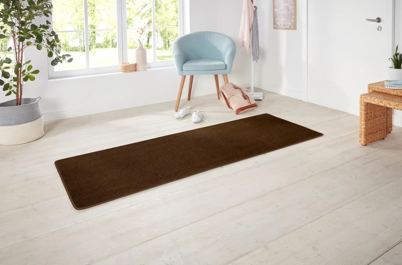 Hanse Home Nasty Runner - Fluffy Short Pile Rug Plain Colours for Dining Room, Living Room, Children's Room, Hallway, Bedroom, Kitchen - Plain Brown, 80 x 300 cm