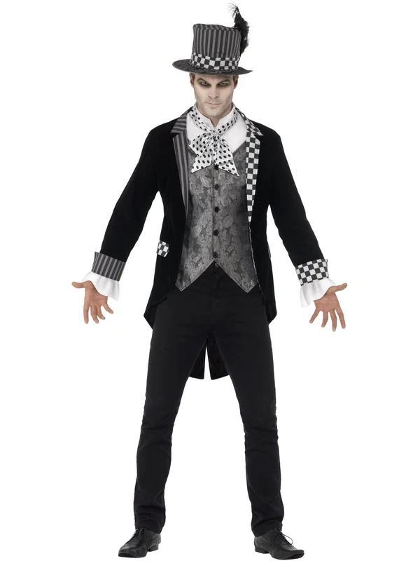 Smiffys Deluxe Dark Hatter Costume, Black with Jacket, Mock Shirt & Top Hat, Halloween Twisted Fairytale Fancy Dress, Adult Dress Up Costumes - Image 1