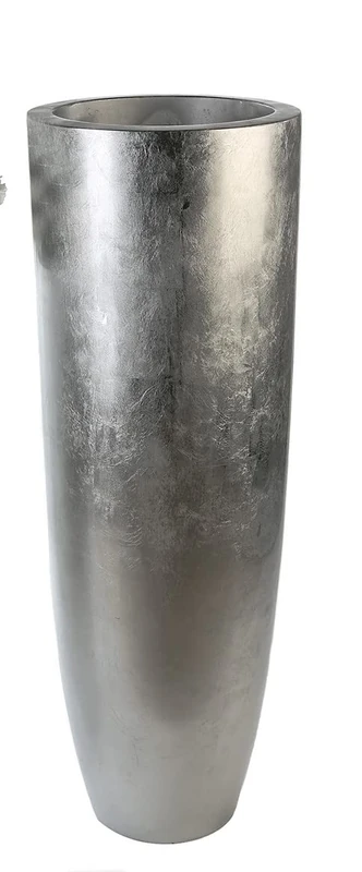 Casablanca modernes Design Plant Pot, Fibreglass Poly, Silver Colours, Höhe 115 cm