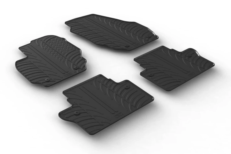 Gledring Rubber car mats set LHD compatible with Volvo V70/XC70 2007-2016 (T profile 4-pieces + mounting clips)