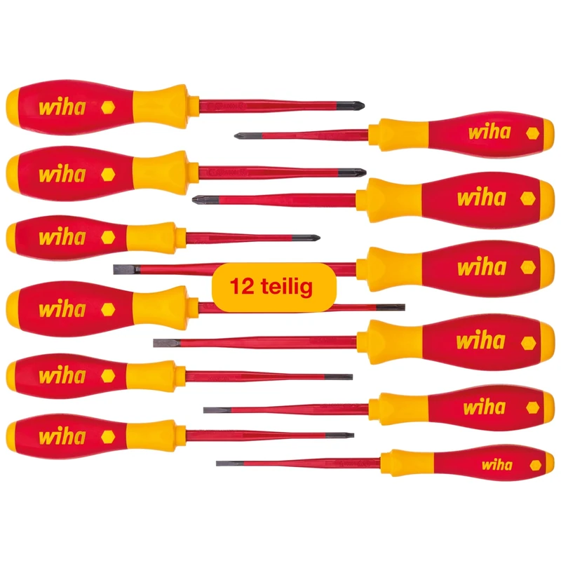 wiha 3201K12 SlimFix 12pc VDE Screwdriver Set, Red Yellow