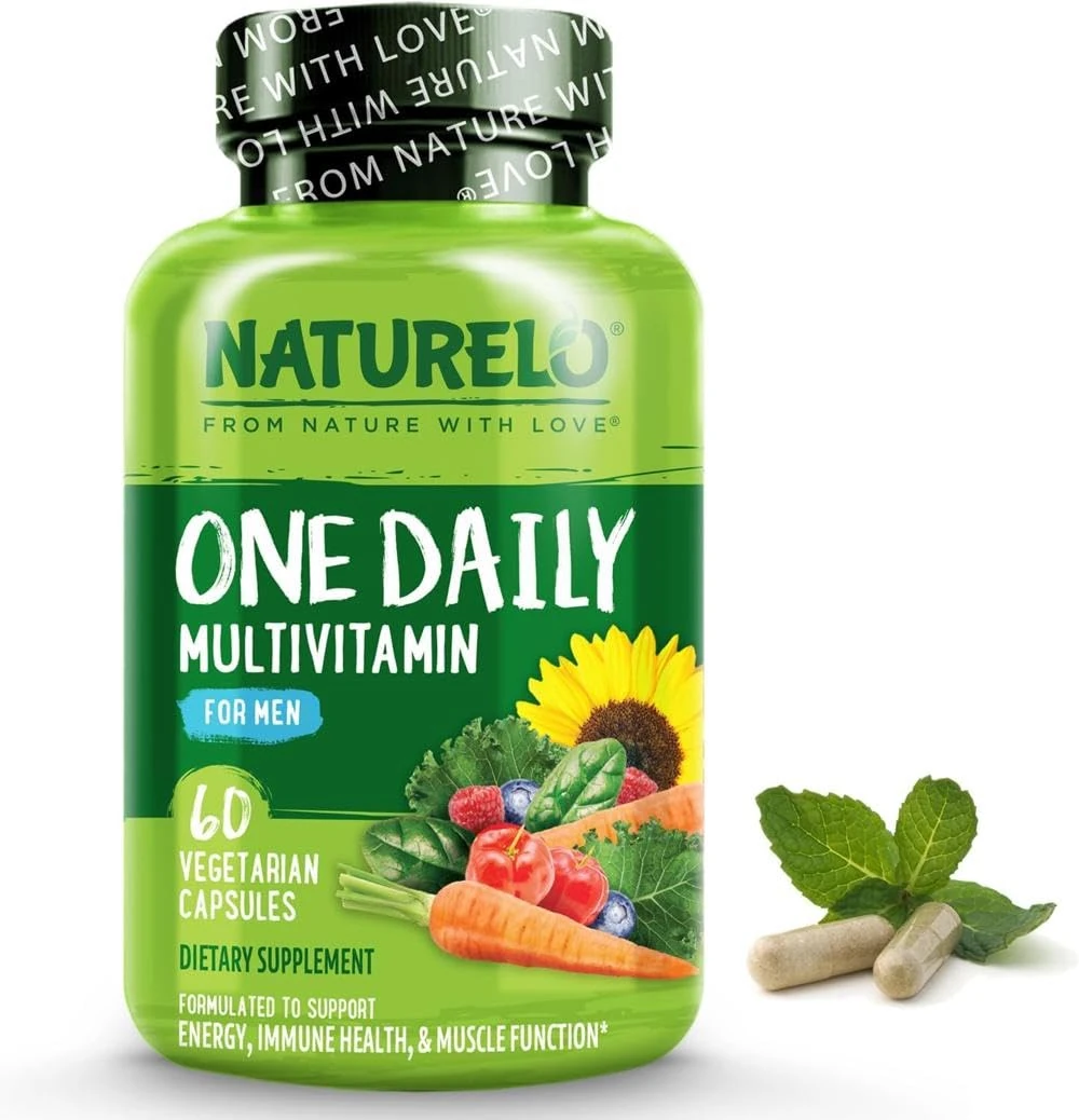 NATURELO One Daily Multivitamin for Men - with Natural Food-Based Vitamins, Minerals, Fruit & Vegetable Extracts - Best for Maintaining Essential Nutrients - 60 Vegan Capsules | 2 Month Supply