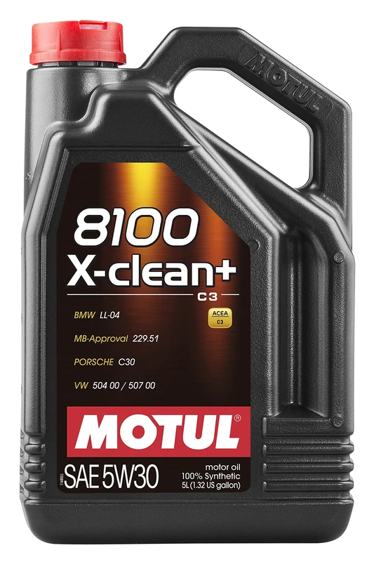 MOTUL 106377 | MOTUL 8100 X-clean + 100% Synthetic Lubricant for Petrol & Diesel Vehicles - Euro 4, 5 & 6 | Viscosity SAE J 300, 5W-30 | 5 Litres
