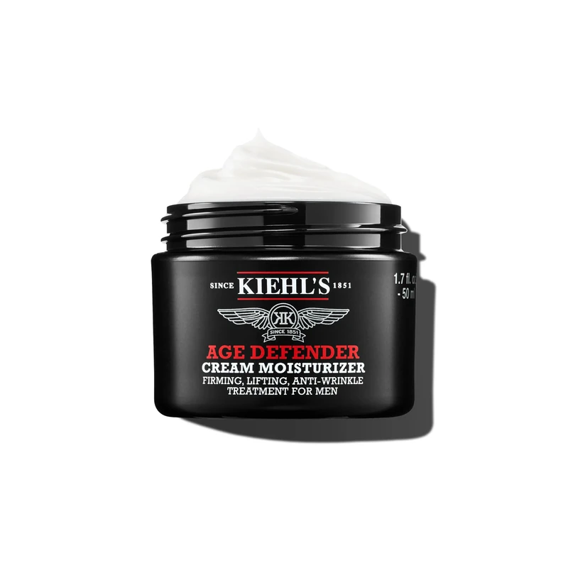 Kiehl's Age Defender Cream Moisturiser: Firming Moisturiser for Men with Linseed Extract, Reduces the Appearance of Wrinkles, 50Ml