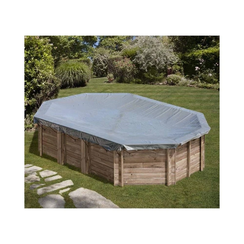 SunBay 786754 GRE 786754-Cubierta de Invierno-Piscina Madera Ovalada Cinnamon 605 x 405 cm 580 g/m2, Multi-Coloured