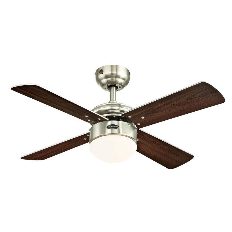 Westinghouse Lighting 72417 Colosseum 90 cm Brushed Nickel Indoor LED Ceiling Fan, Dimmable LED Light Kit with Opal Frosted Glass