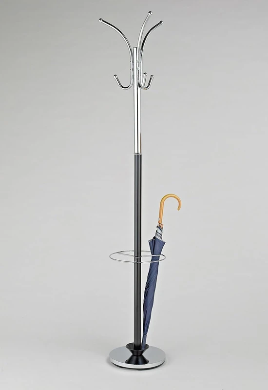 ASPECT CR40BK Oscar Free Standing Metal Coat Rack with Umbrella Base/Chrome and Black, 30x30x182 cm