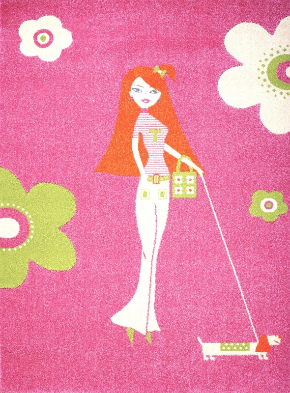 Little Helper 3D Childrens Play Rug in Pretty Girl Design Design, Pink Base (134 x 180cm) - Image 1