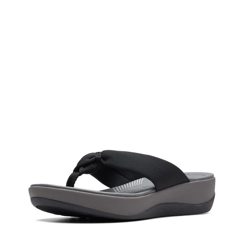 Clarks Women's Arla Glison Flip-Flop, Black Fabric, 7.5 UK