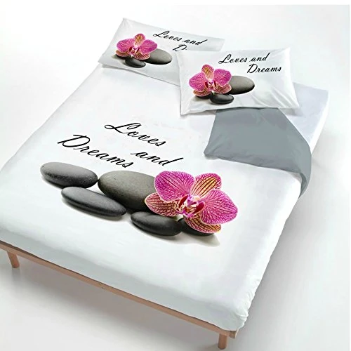 Italian Bed Linen Digital Duvet Cover Set (Bag Sheet 250x200cm + 2 Pillowcases 52x82cm),Love and Dreams, Double