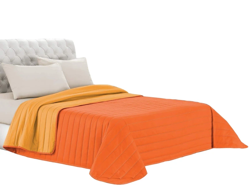 Italian Bed Linen Elegant Summer Quilt Orange/Yellow, Double - Image 1