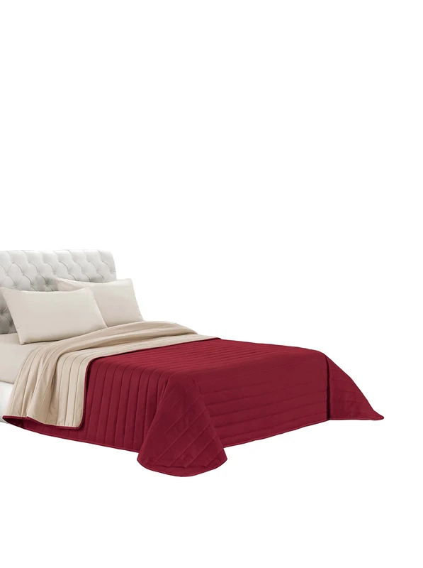 Italian Bed Linen Elegant Summer Quilt Bordeaux/Cream, Double