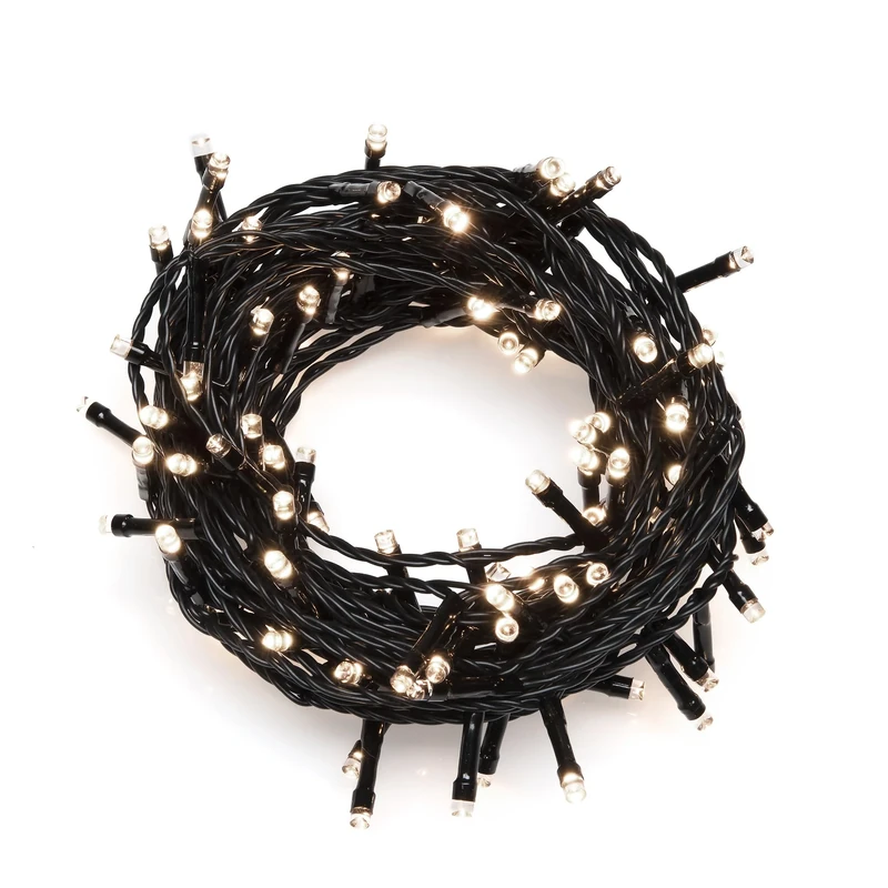 Konstsmide LED Christmas Fairy Lights Compact Tree Lights/Outdoor or Indoor (IP44) / 24V Transformer Plug In / 500 Warm White Diodes/Black Cable String Lights, 3645-110EE