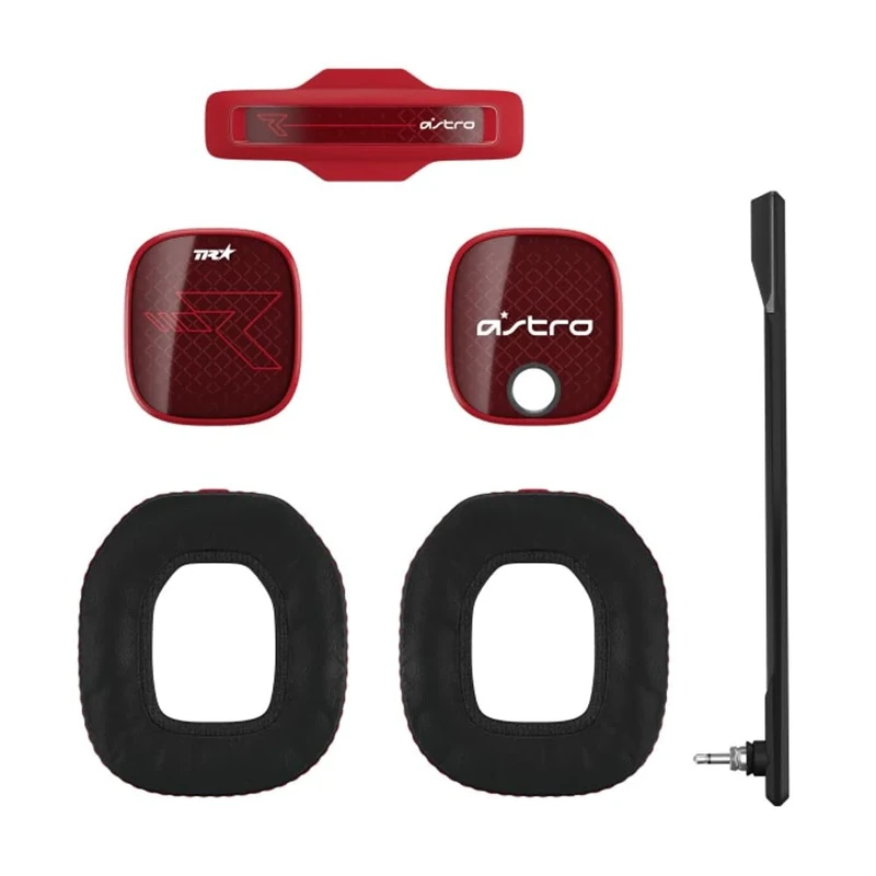 ASTRO A40 TR Gaming-Headset Mod-Kit, Voice Isolating Microphone, Closed-Back Speaker Tags, Noise Cancelling Ear Cushions for Tournament Noise Isolation - Red