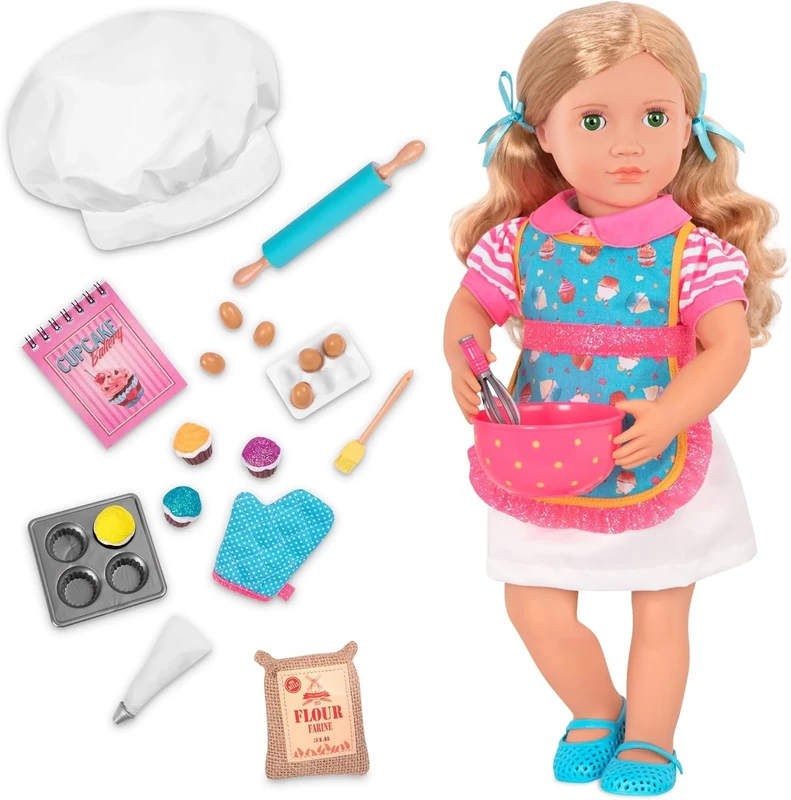 Our Generation - Jenny - Posable 18-Inch Baker Doll - Blonde Hair & Green Eyes - Chef's Hat, Apron & Baking Accessories - Pretend Play - Toy for Kids 3 Years +