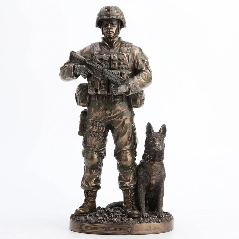 VERONESE Us Army Soldier And Dog Statue Honor, Courage, Commitment Figurine - Image 1