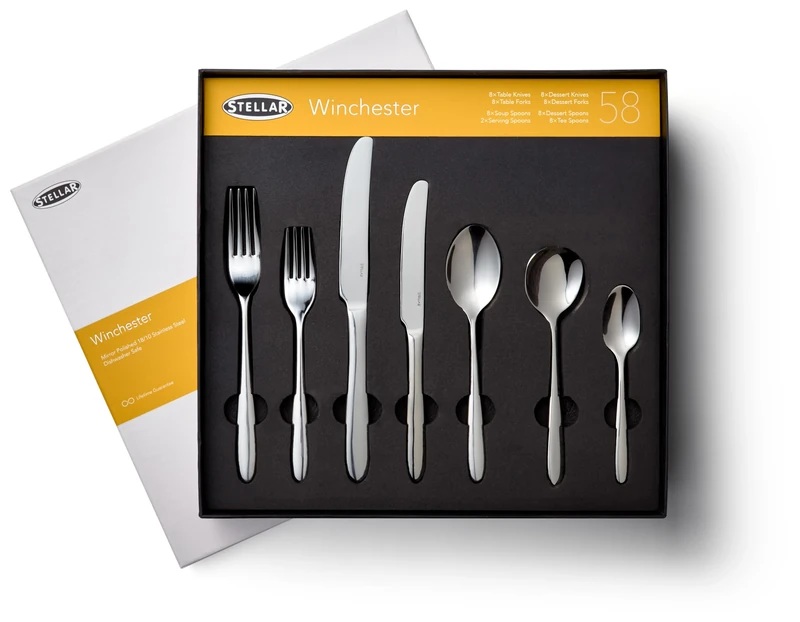 Stellar Winchester 58 Piece Cutlery Set in Gift Box, 8 Place Settings - Image 1