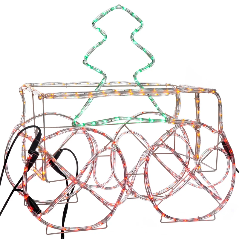WeRChristmas LED Animated Connectable Tree in Train Carriage 3D Rope Light Silhouette, 45 cm
