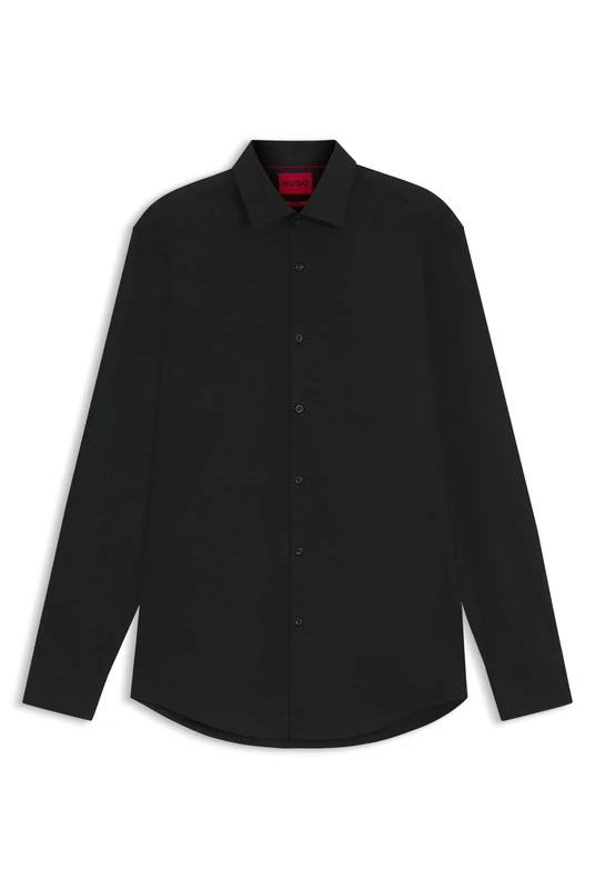 HUGO Mens Kenno Slim-fit Business Shirt in Cotton poplin Black