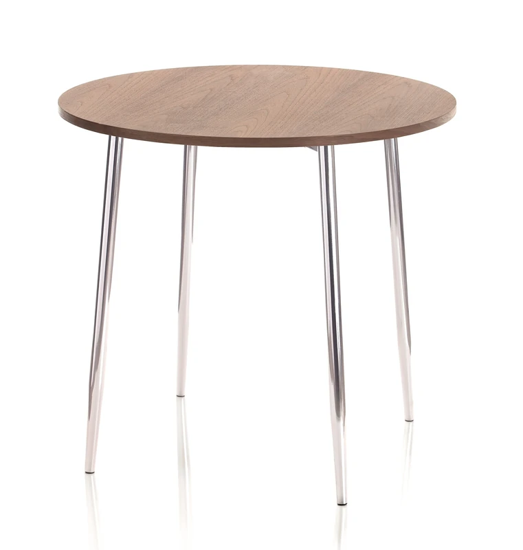 Office Hippo - 80cm Indoor Café Bistro Table. Round Dining Table For Kitchen, Dining Room, Home Or Office Space. Pedestal Table Home Furniture With Aesthetic MDF Walnut Veneer Top & Chrome Legs