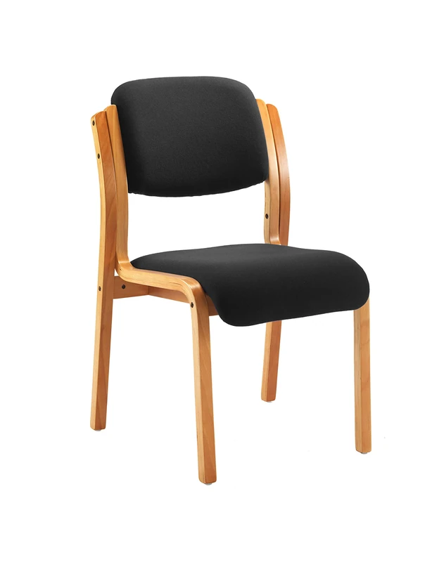 Office Hippo - Heavy Duty Office Chair For Reception, Meetings And Waiting Room. Grey Stackable Side Chair With Sturdy Wooden Frame & Upholstered Durable Seat Cushion. Max 115kg Weight - Image 1