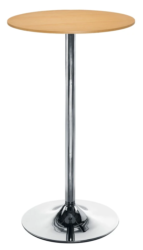 Office Hippo Bistro Cafe Bar Table - Chrome Trumpet Base/Beech Top