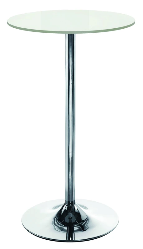 Office Essentials Bistro Cafe Bar Table - Chrome Trumpet Base/White Top - Image 1