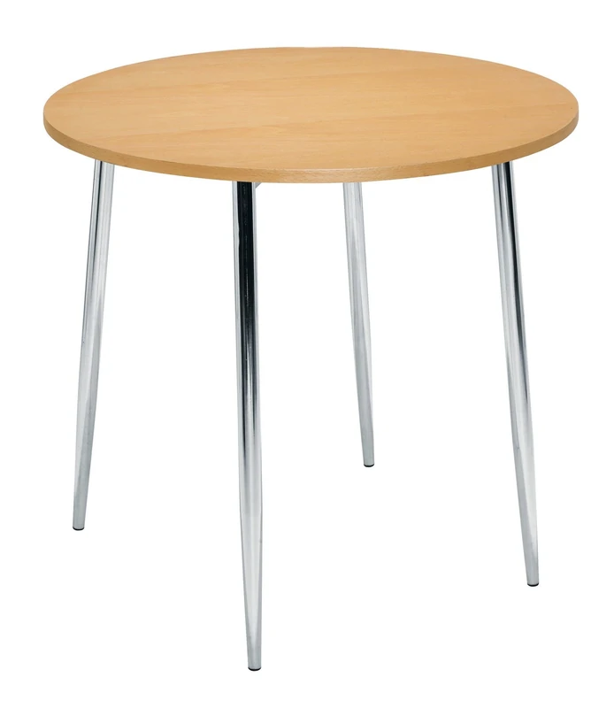 Office Hippo - 80cm Indoor Café Bistro Table. Round Dining Table For Kitchen, Dining Room, Home Or Office Space. Pedestal Table Home Furniture With Aesthetic MDF Beech Veneer Top & Chrome Legs