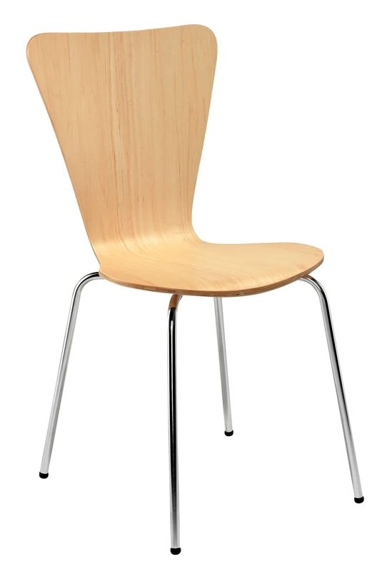 Office Hippo Kitchen Café Stacking Chair, Wood - Beech