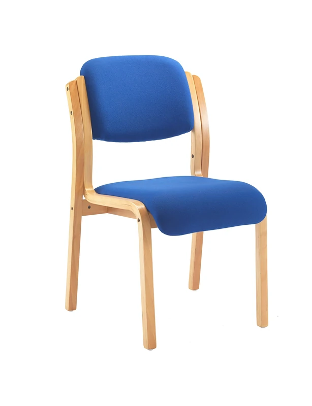 Office Hippo - Heavy Duty Office Chair For Reception, Meetings And Waiting Room. Blue Stackable Side Chair With Sturdy Wooden Frame & Upholstered Durable Seat Cushion. Max 115kg Weight