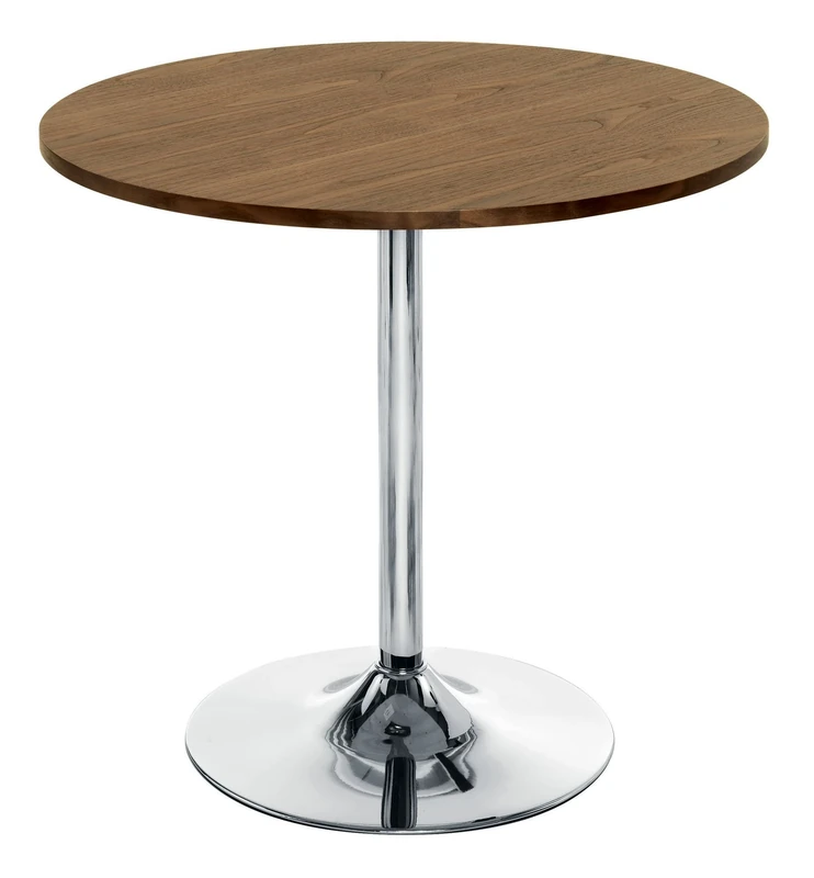 Office Hippo - 80cm Indoor Café Bistro Table. Round Dining Table For Kitchen, Dining Room, Home Or Office Space. Pedestal Table Home Furniture With Aesthetic MDF Walnut Veneer Top & Chrome Base