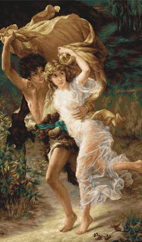 Luca-S B551 Thunderstorm Cross Stitch Kit - Cotton, Multicoloured, 41 x 59.5 cm