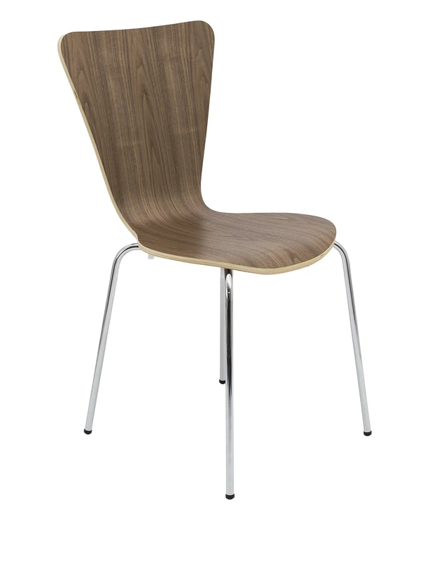 Office Hippo Heavy Duty Cafe Bistro Stacking Chair, Wood, Suitable For Commercial Use - Walnut