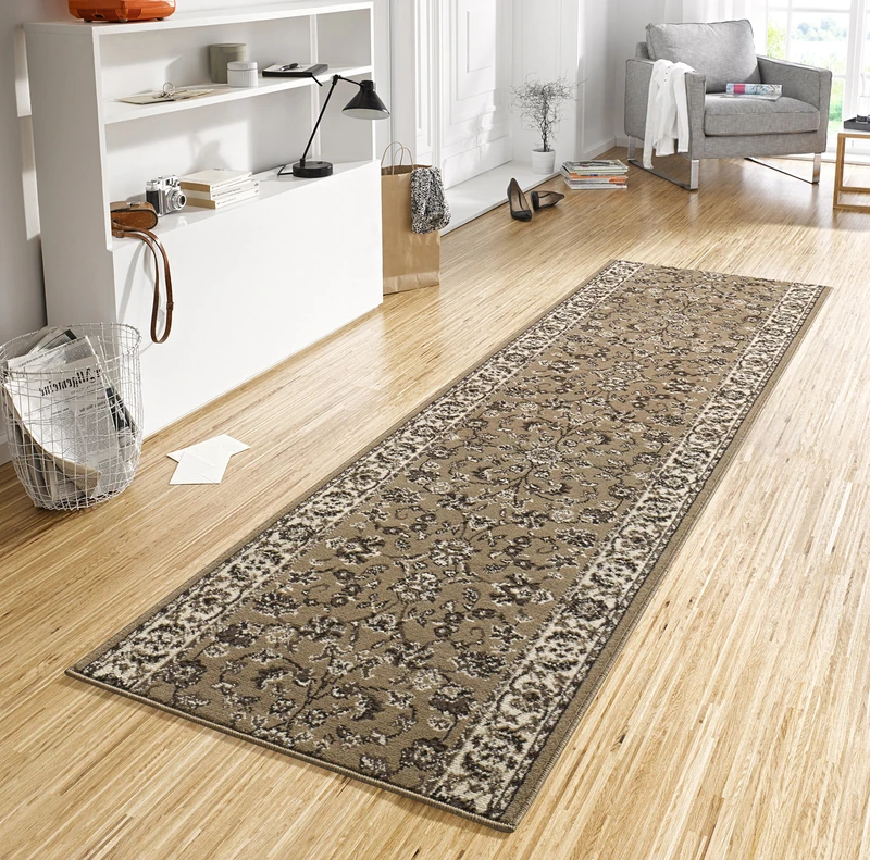 Hanse Home Vintage Rug Runner, 80 x 400 cm, Soft Short Pile Rug, Retro Vintage Design Runner for Hallway, Bedroom, Children's Room, Bathroom, Living Room, Kitchen, Decorative Runner - Taupe