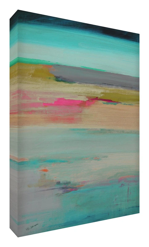 Feel Good Art Canvas Vibrant Colours Abstract Belong to The Artist Val Johnson Pink Calm 115 x 78 x 4 cm XXL - Image 1