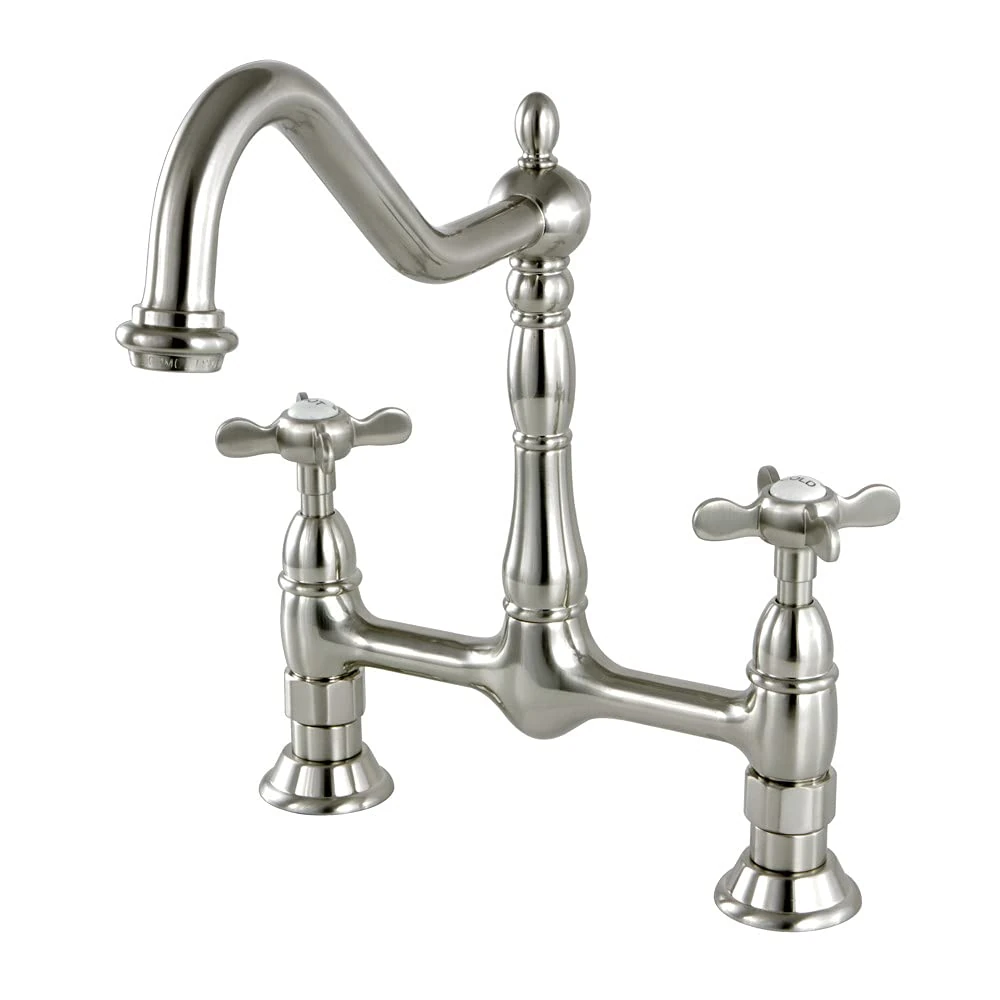 Kingston Brass KS1178BEX 8 Inch Centerset Kitchen Faucet Less Sprayer, Satin, Brushed Nickel, 8-3/4" in Spout Reach