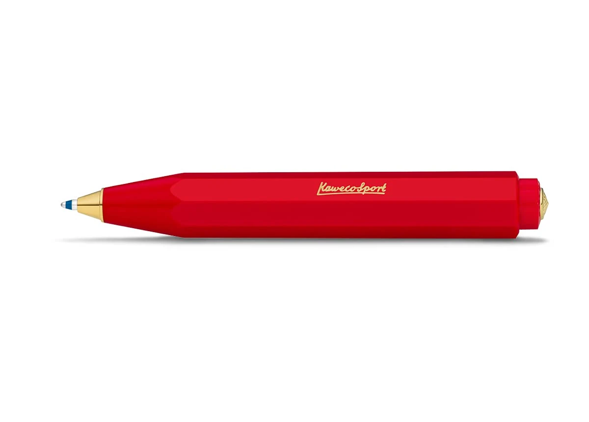 Kaweco CLASSIC SPORT Ball Pen Red I Retractable Ballpoint Pen with Standard D1 Refills I Exclusive Biro 10.5 cm