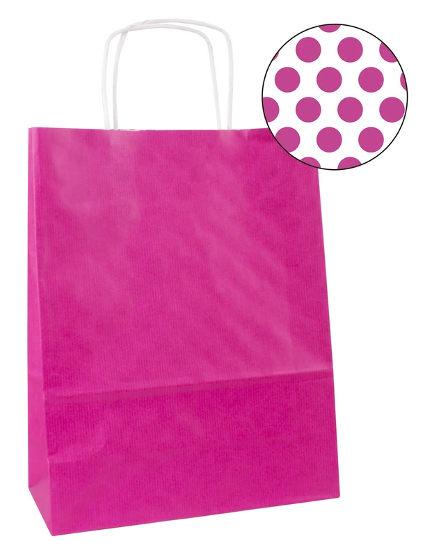 agipa 101838 Paper Carrier Bag - Made of Kraft Paper, Medium, Fuchsia - Image 1