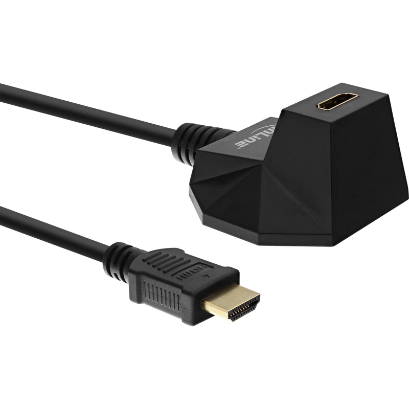 InLine 17535S HDMI Extension with Stand, HDMI High Speed with Ethernet, 4K2K, Male/Female, Black/Gold, 5 m