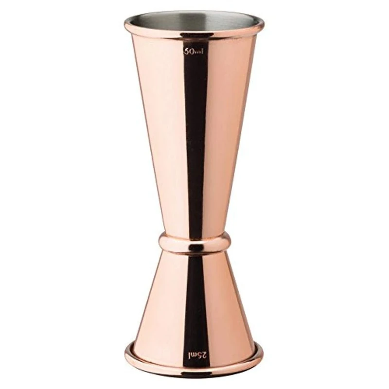 Copper Plated Jigger Measure - Set of 6 -Stainless Steel Spirit Measure with 25ml and 50ml Measures