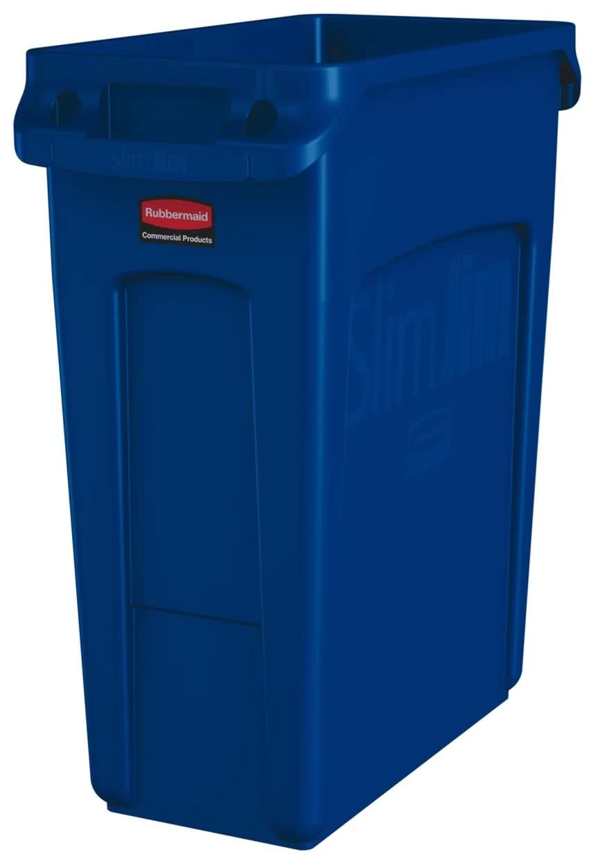 Rubbermaid Commercial Products Vented Slim Jim Waste Receptacle Bin 60 Litre Blue 1971257