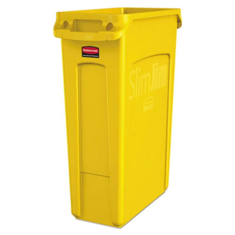 Rubbermaid Commercial Products Vented Slim Jim Waste Receptacle Bin 87 Litre Yellow 1956188