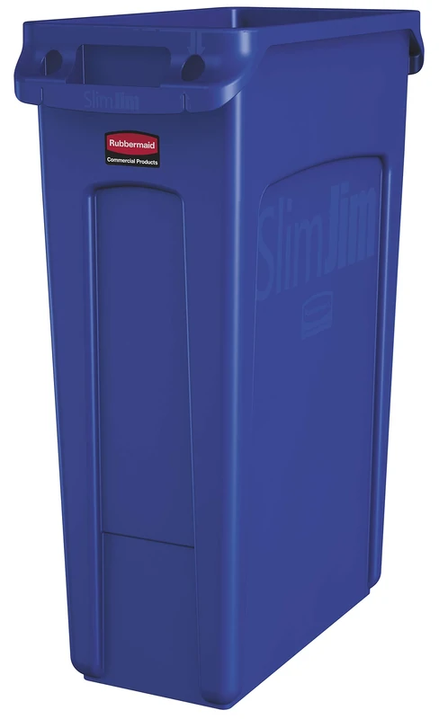 Rubbermaid Commercial Vented Slim Jim Trash Can Waste Receptacle, 23 Gallon, Blue, Plastic, 1956185 - Image 1