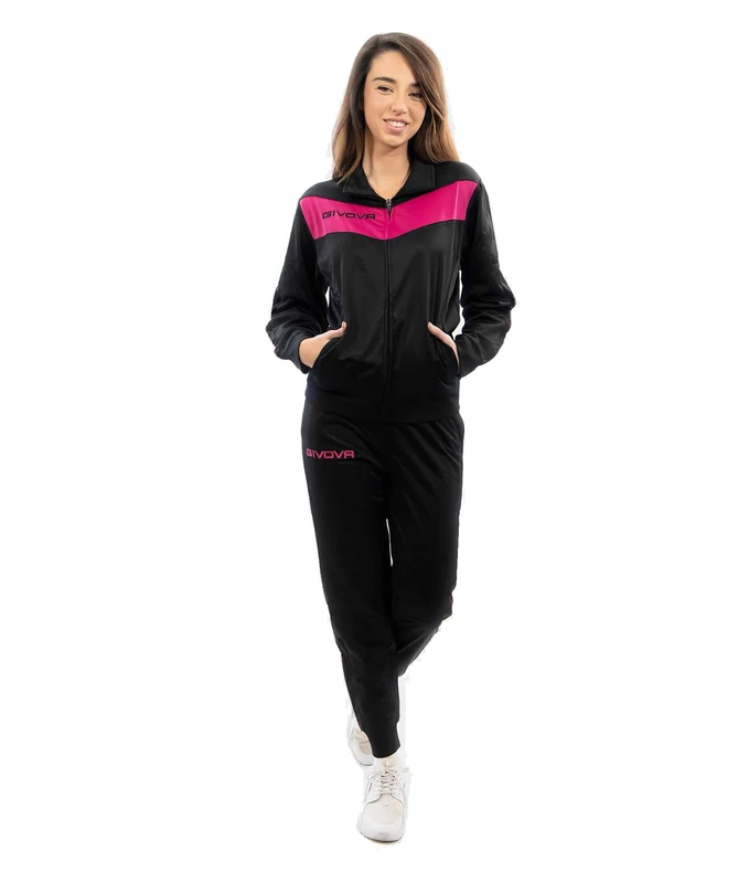 Givova Men's Visa Tracksuit, black/fuxia, XXL UK
