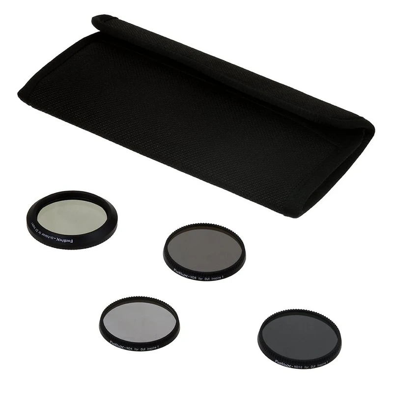 Fotodiox Four (4) Piece Filter Kit for DJI Inspire 1 Drone - ND4, ND8, ND16 & CPL Filters for Zenmuse X3 Gimbal Camera Unit