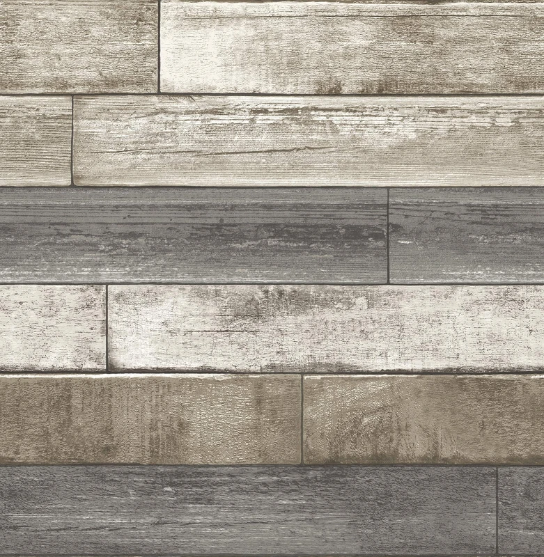 BHF FD22345 "Reclaimed Weathered Plank Wood Taupe" Wallpaper - Grey - Image 1
