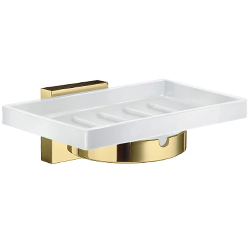 Smedbo Holder with Glass Soap Dish, RV342P House Laqured, Polished Brass Lacquered, 5.2 x 10 x 17 cm