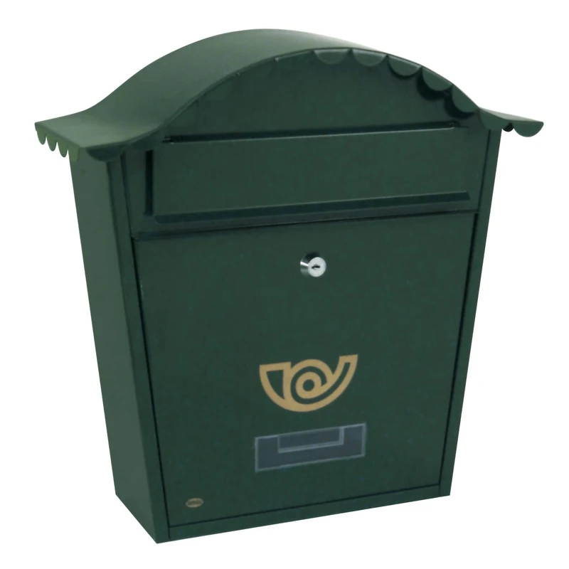 Amig - Steel External Post Box | Weather-Resistant Letter Box for Wall or Fence | Secure Locking Mechanism | Fits A4 Mail | Durable Green Finish, 37 x 32 x 10.5 cm