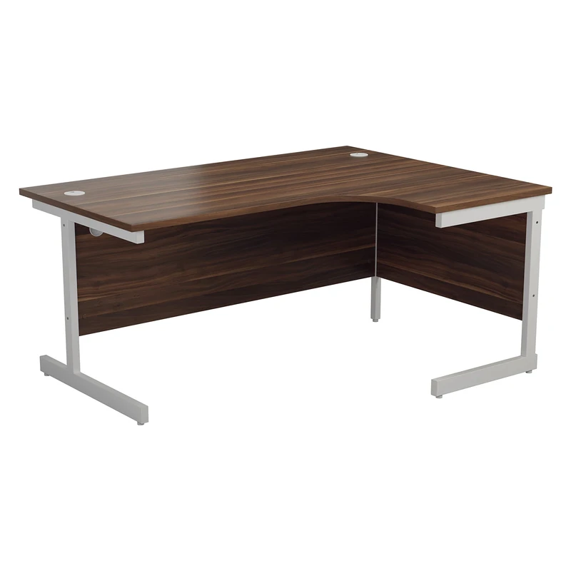 Office Hippo Heavy Duty Corner Desk, Strong & Reliable Workstation, Integrated Cable Ports, PC Desk For Office or Home - Dark Walnut Top / White Frame