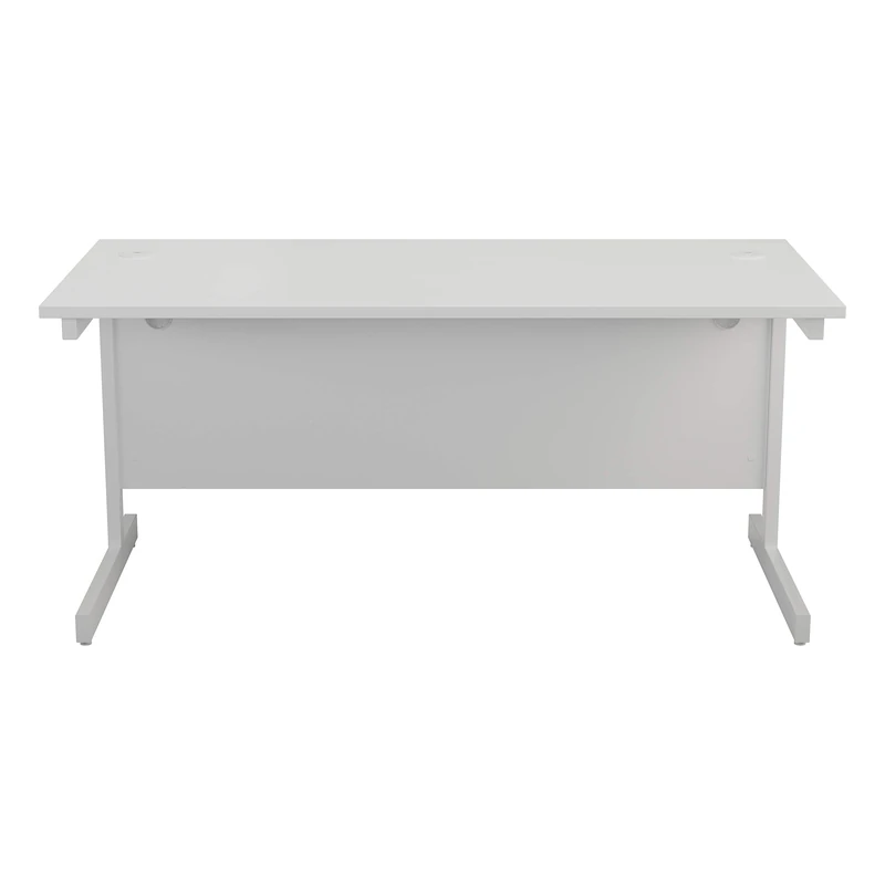 Office Hippo Heavy Duty Rectangular Cantilever Office Desk, Home Office Desk, Office Table + Integrated Cable Ports, PC Desk For Office or Home, 5 Yr Wty - White Frame/White Top, 80cm x 80cm